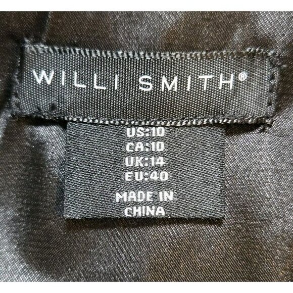 Willi Smith Dress 10 Black Sleeveless Cowl Neck Diamond Pattern Lined Midi Knee - Picture 8 of 10